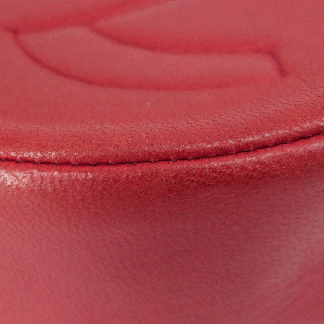 CHANEL Shoulder Bag lambskin Red COCO Mark Gold Metal Women Used Authentic