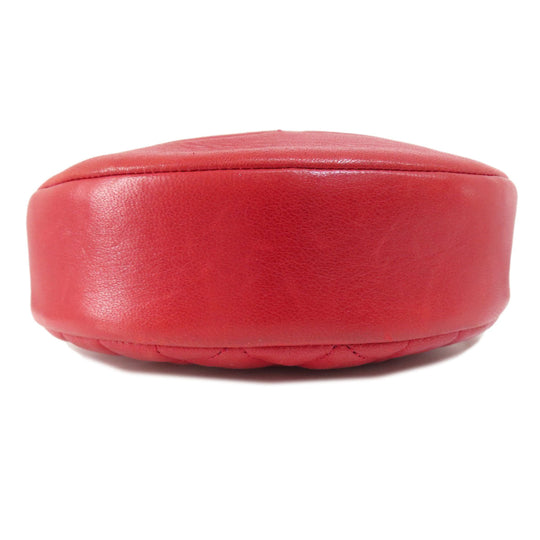 CHANEL Shoulder Bag lambskin Red COCO Mark Gold Metal Women Used Authentic