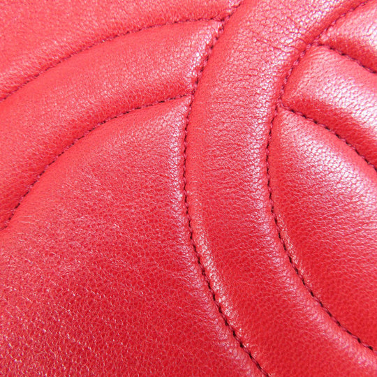 CHANEL Shoulder Bag lambskin Red COCO Mark Gold Metal Women Used Authentic