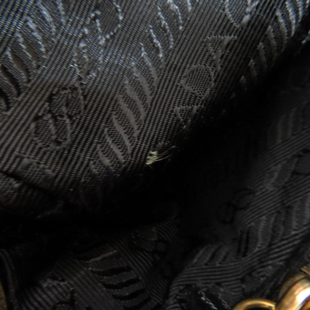 PRADA Shoulder Bag Nylon black logoMetal Women Used Authentic