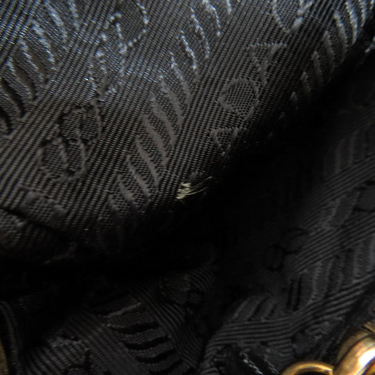 PRADA Shoulder Bag Nylon black logoMetal Women Used Authentic