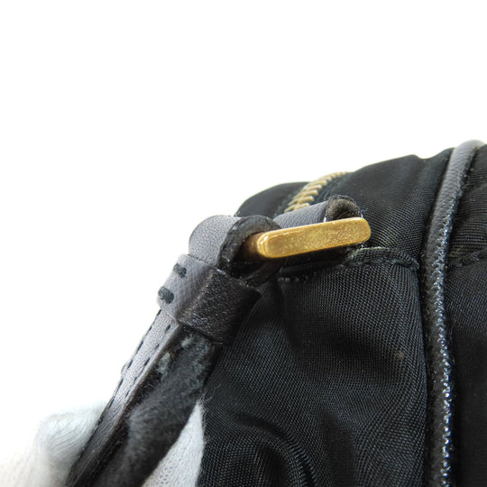 PRADA Shoulder Bag Nylon black logoMetal Women Used Authentic