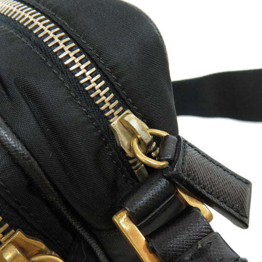 PRADA Shoulder Bag Nylon black logoMetal Women Used Authentic