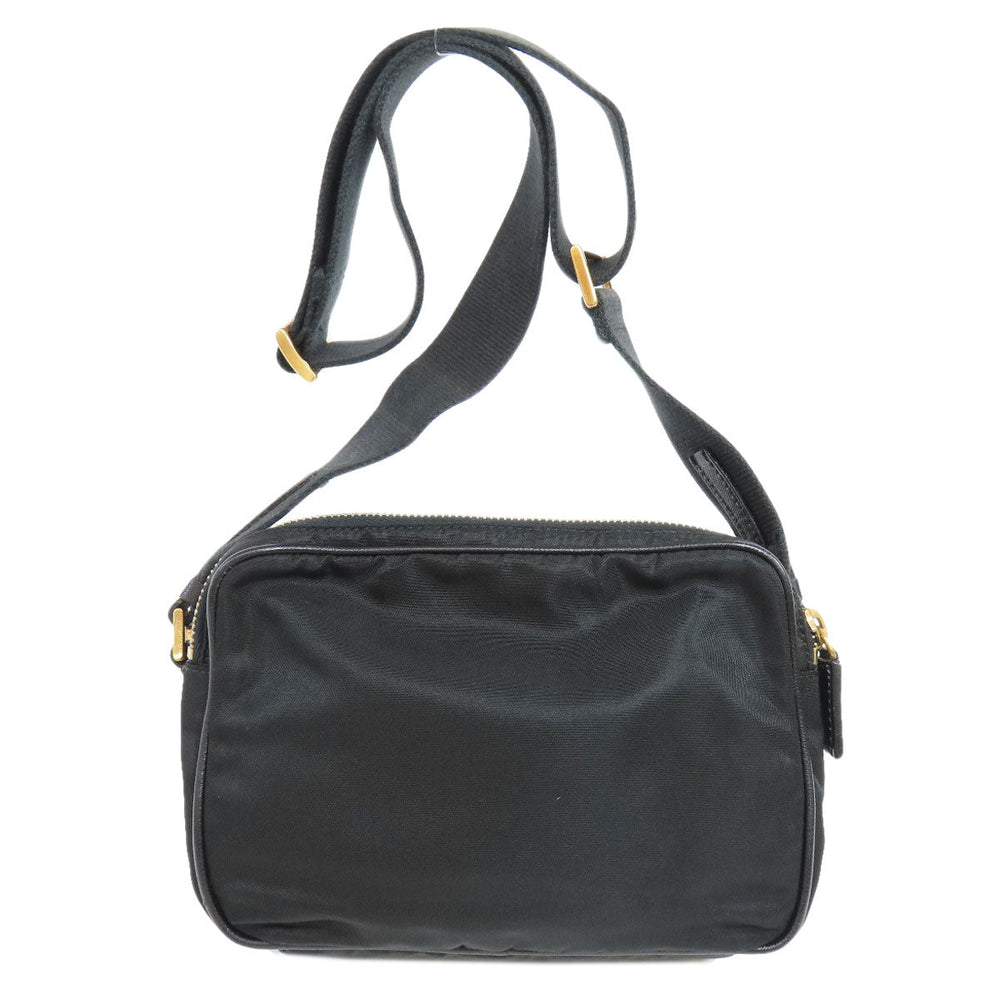 PRADA Shoulder Bag Nylon black logoMetal Women Used Authentic