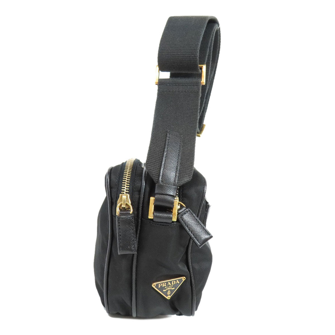 PRADA Shoulder Bag Nylon black logoMetal Women Used Authentic