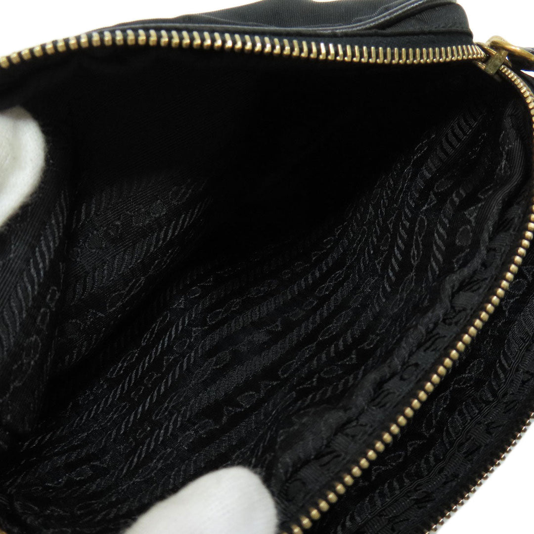 PRADA Shoulder Bag Nylon black logoMetal Women Used Authentic
