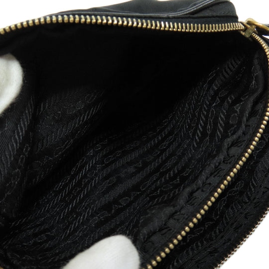 PRADA Shoulder Bag Nylon black logoMetal Women Used Authentic