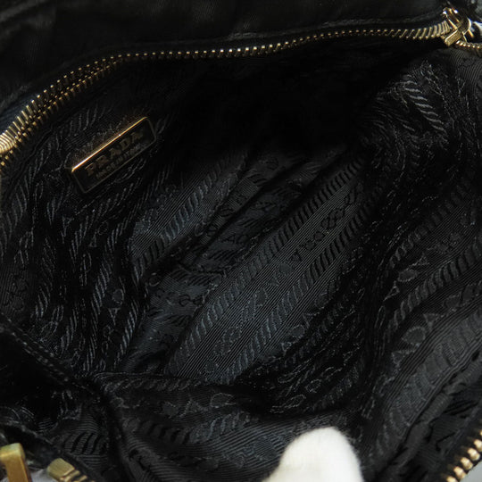 PRADA Shoulder Bag Nylon black logoMetal Women Used Authentic