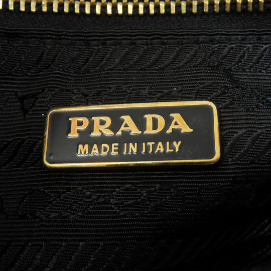 PRADA Shoulder Bag Nylon black logoMetal Women Used Authentic