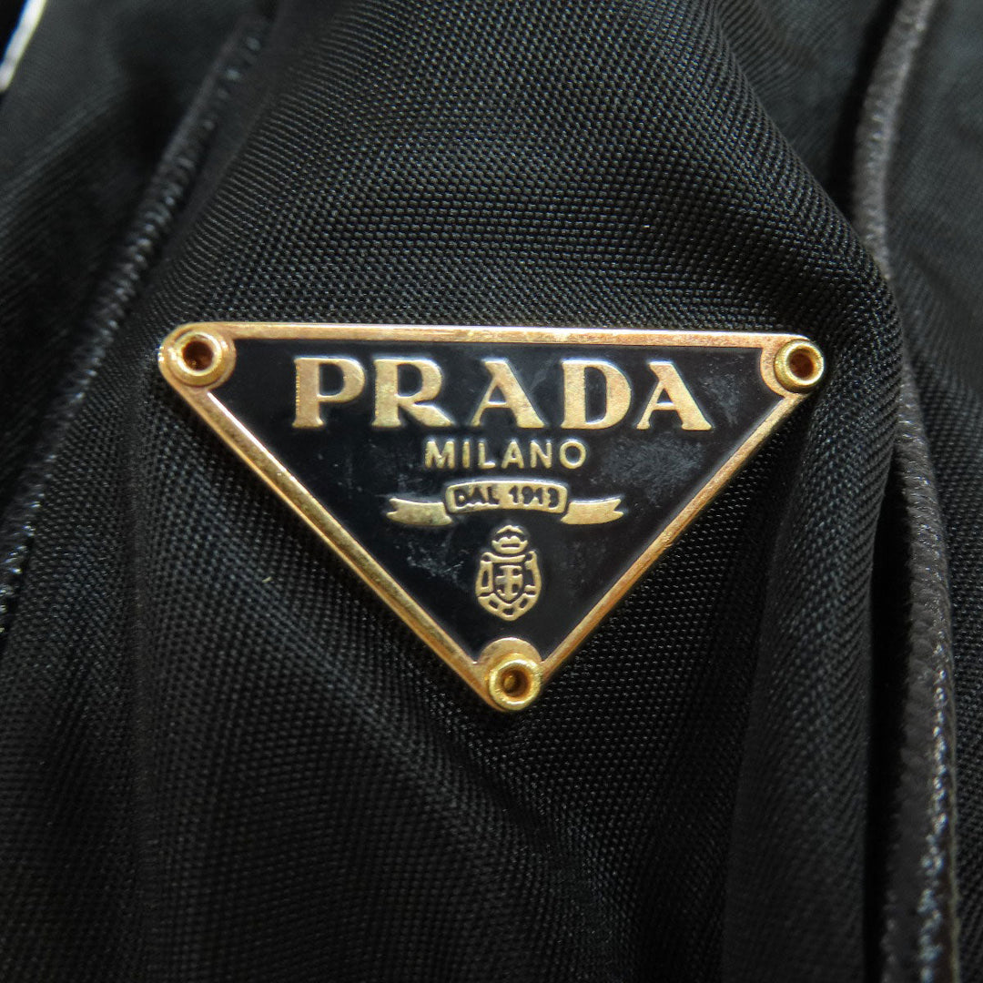 PRADA Shoulder Bag Nylon black logoMetal Women Used Authentic