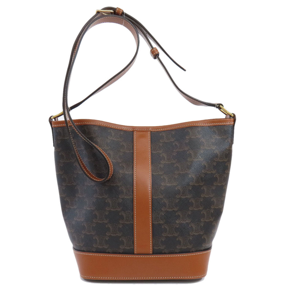 CELINE Shoulder Bag PVC Brown Triomphe Women Used Authentic