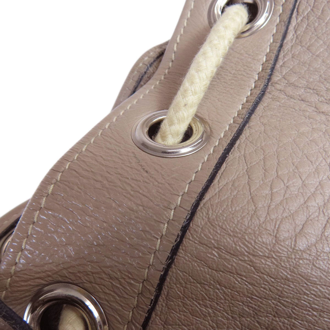 HERMES Tote Bag Calfskin gray Lunch one belt Women Used Authentic