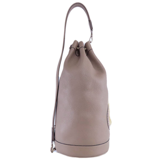 HERMES Tote Bag Calfskin gray Lunch one belt Women Used Authentic