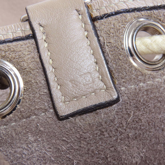 HERMES Tote Bag Calfskin gray Lunch one belt Women Used Authentic