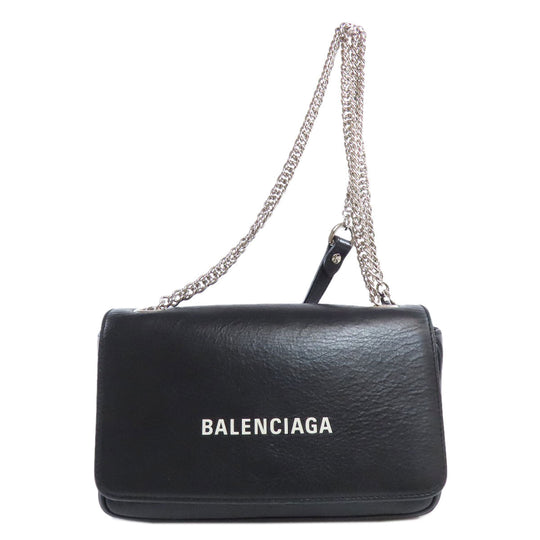 BALENCIAGA Shoulder Bag 537387 leather black Every day Women Used Authentic