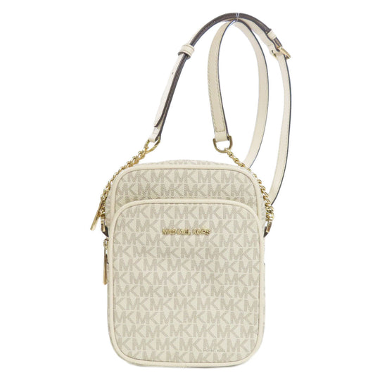 MICHAEL KORS Shoulder Bag PVC white MK signature Women Used Authentic