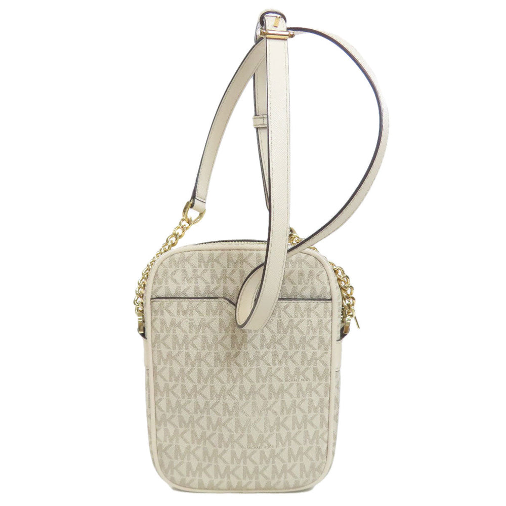 MICHAEL KORS Shoulder Bag PVC white MK signature Women Used Authentic