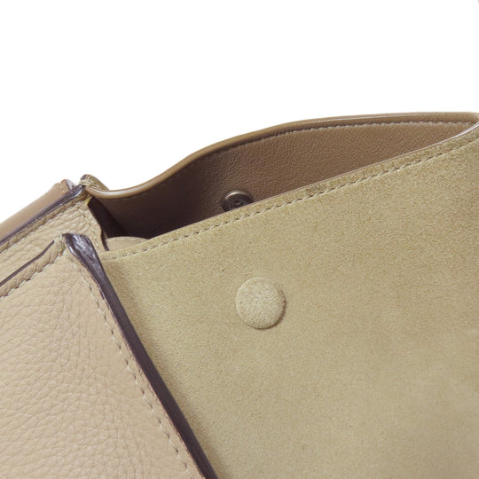 CELINE Tote Bag Calfskin beige Trapeze Women Used Authentic