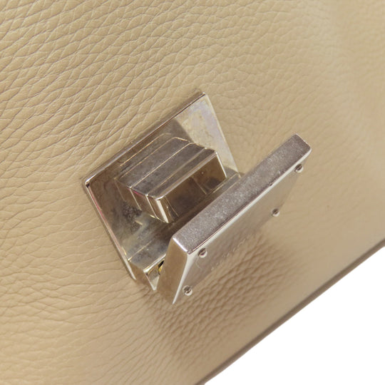 CELINE Tote Bag Calfskin beige Trapeze Women Used Authentic