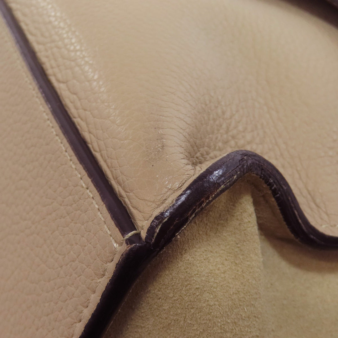 CELINE Tote Bag Calfskin beige Trapeze Women Used Authentic