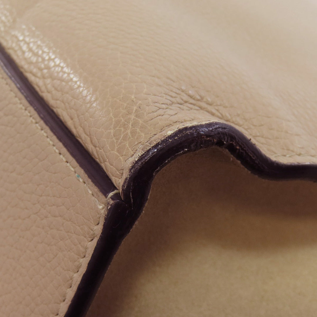 CELINE Tote Bag Calfskin beige Trapeze Women Used Authentic