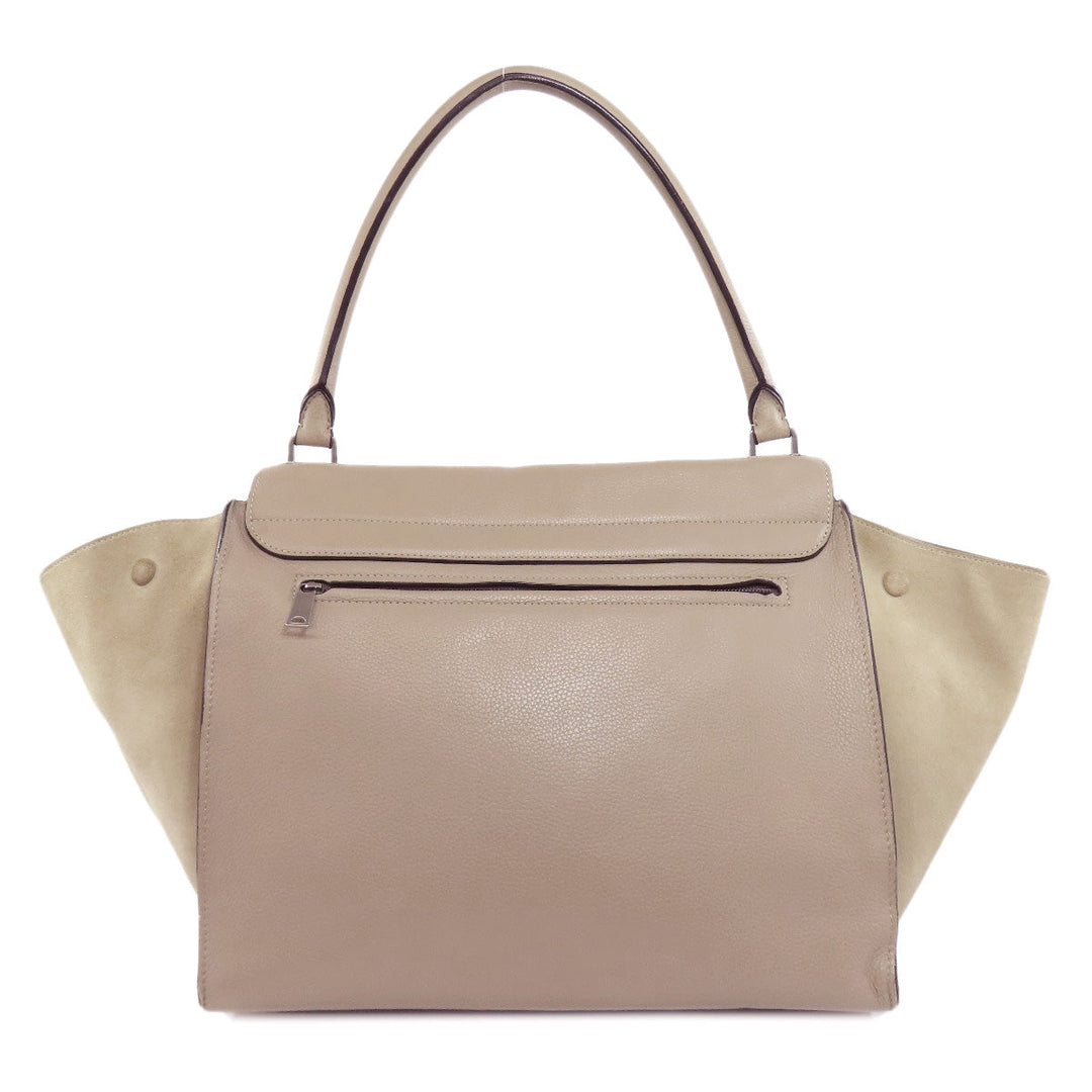 CELINE Tote Bag Calfskin beige Trapeze Women Used Authentic