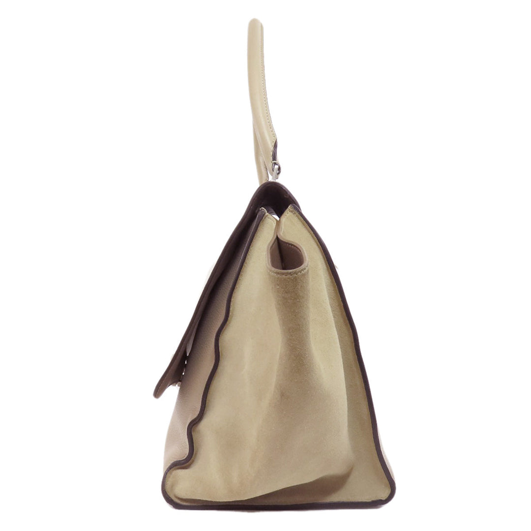 CELINE Tote Bag Calfskin beige Trapeze Women Used Authentic