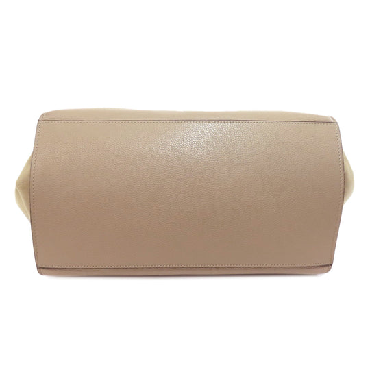 CELINE Tote Bag Calfskin beige Trapeze Women Used Authentic