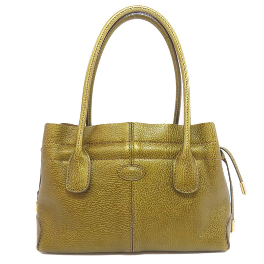 TOD�fS Tote Bag leather gold logo Women Used Authentic
