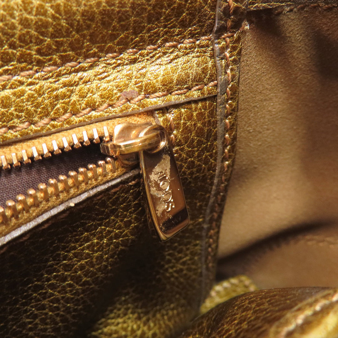TOD�fS Tote Bag leather gold logo Women Used Authentic