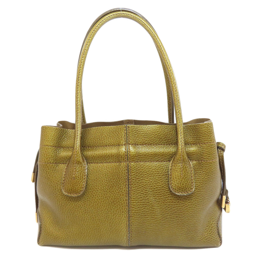 TOD�fS Tote Bag leather gold logo Women Used Authentic
