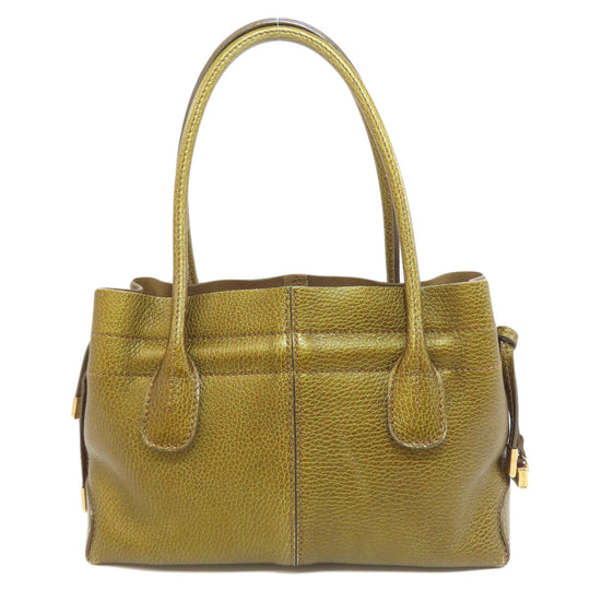 TOD�fS Tote Bag leather gold logo Women Used Authentic