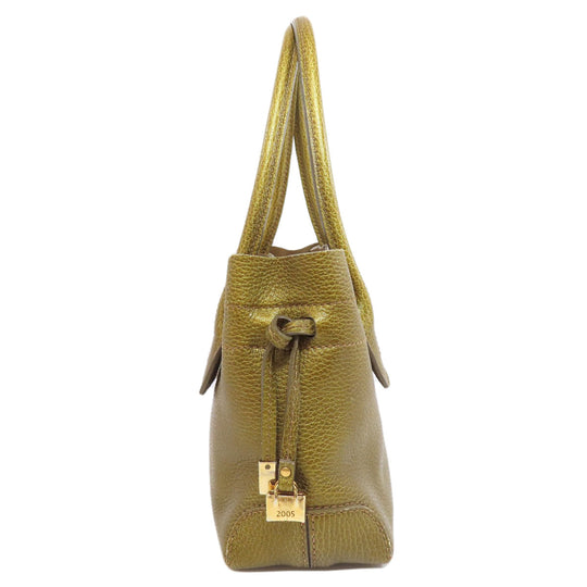 TOD�fS Tote Bag leather gold logo Women Used Authentic
