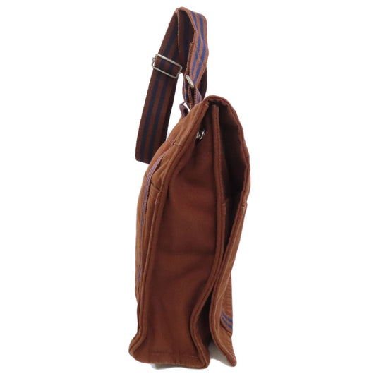 HERMES Shoulder Bag canvas Brown Sac Fourre Tout Bassus Women Used Authentic