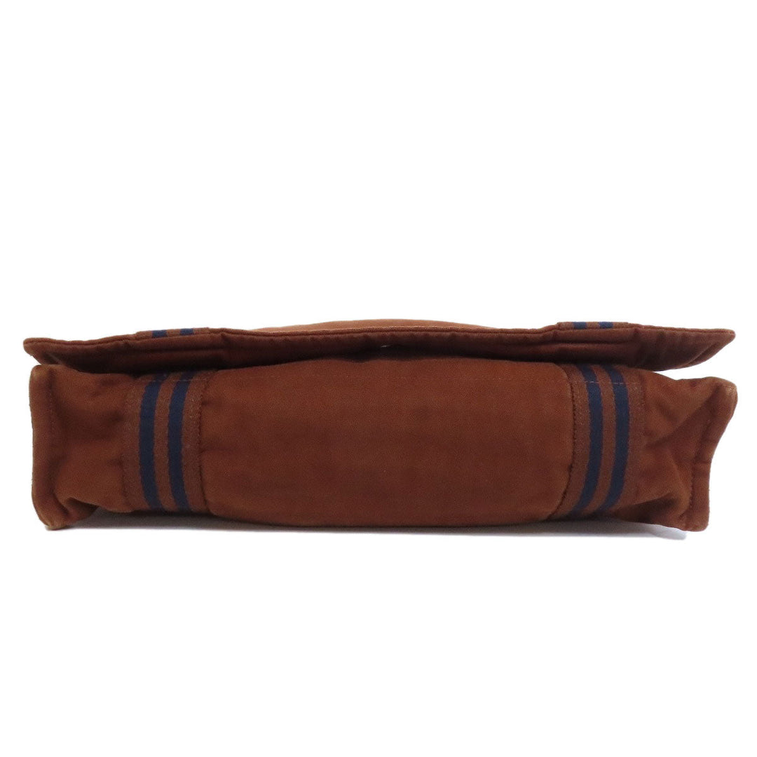 HERMES Shoulder Bag canvas Brown Sac Fourre Tout Bassus Women Used Authentic