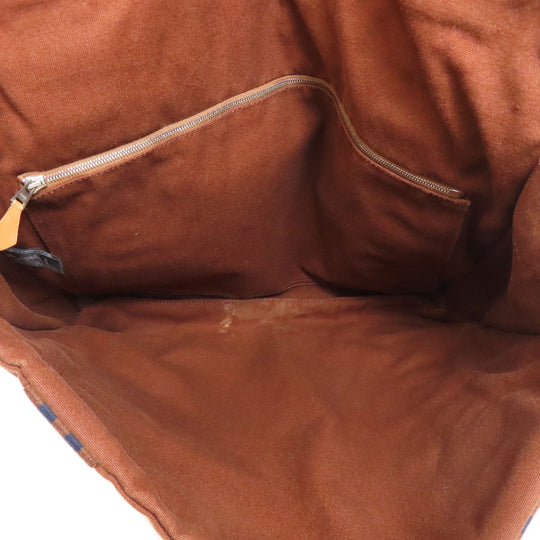 HERMES Shoulder Bag canvas Brown Sac Fourre Tout Bassus Women Used Authentic