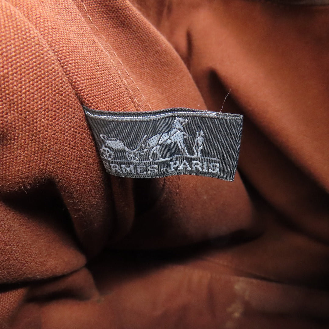 HERMES Shoulder Bag canvas Brown Sac Fourre Tout Bassus Women Used Authentic