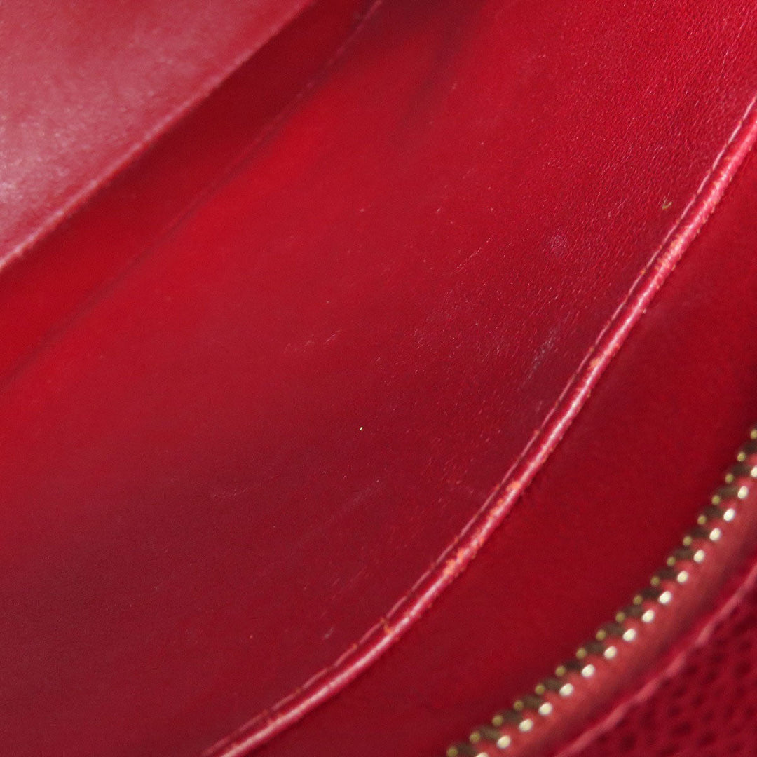 CHANEL Tote Bag Caviar skin Red Replica Tote Gold Metal Women Used Authentic