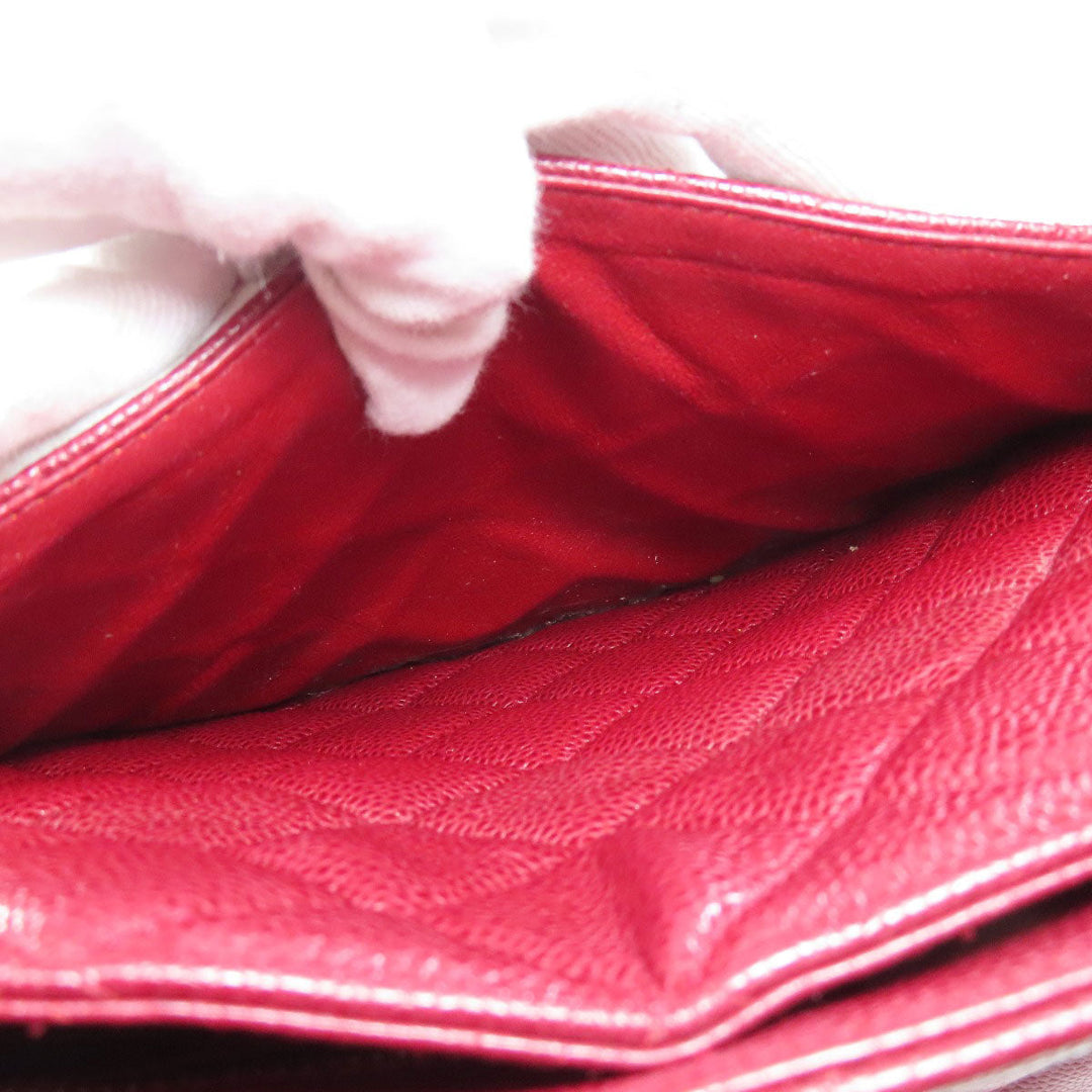 CHANEL Tote Bag Caviar skin Red Replica Tote Gold Metal Women Used Authentic