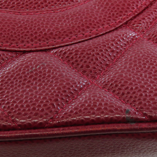 CHANEL Tote Bag Caviar skin Red Replica Tote Gold Metal Women Used Authentic