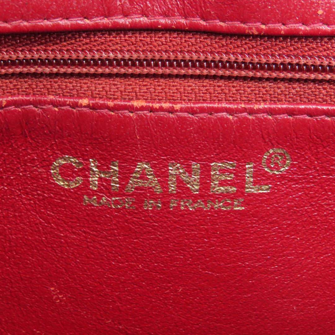 CHANEL Tote Bag Caviar skin Red Replica Tote Gold Metal Women Used Authentic