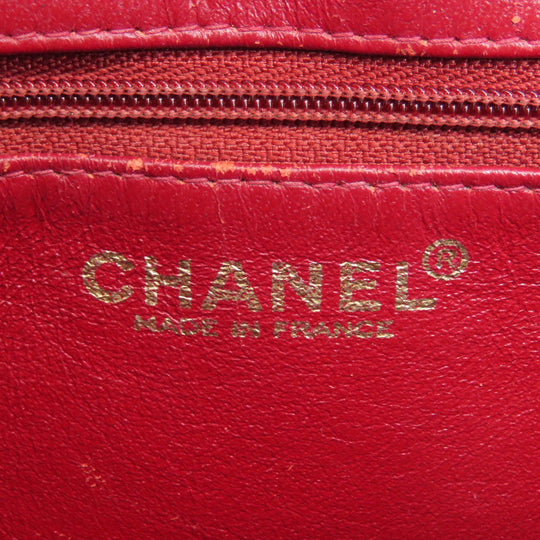 CHANEL Tote Bag Caviar skin Red Replica Tote Gold Metal Women Used Authentic