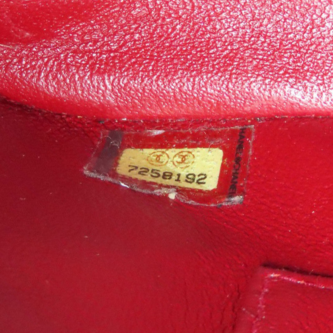 CHANEL Tote Bag Caviar skin Red Replica Tote Gold Metal Women Used Authentic