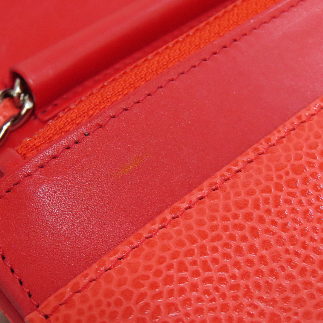 CHANEL Shoulder Bag Grained Calfskin Skin Red Chain wallet COCO Mark