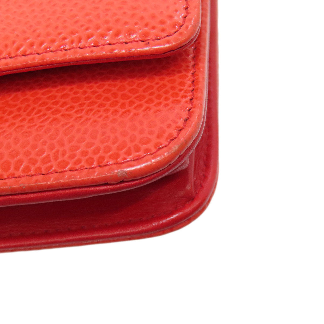 CHANEL Shoulder Bag Grained Calfskin Skin Red Chain wallet COCO Mark
