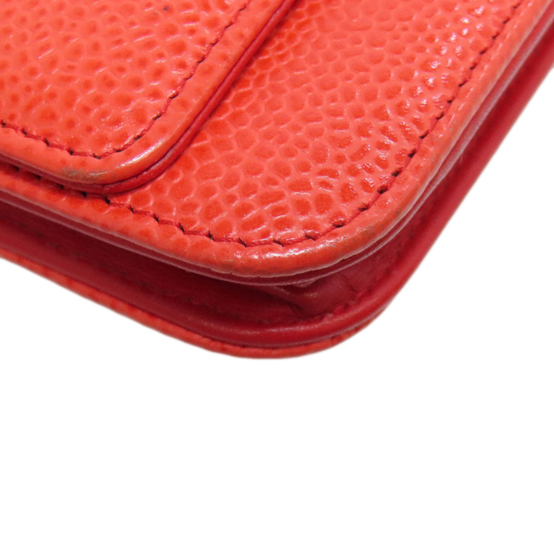 CHANEL Shoulder Bag Grained Calfskin Skin Red Chain wallet COCO Mark