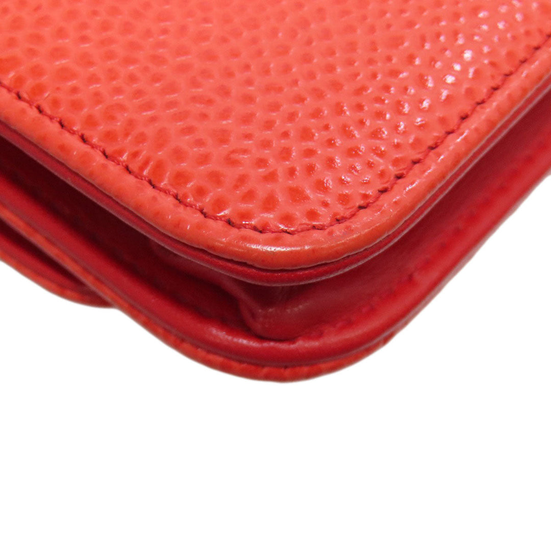 CHANEL Shoulder Bag Grained Calfskin Skin Red Chain wallet COCO Mark