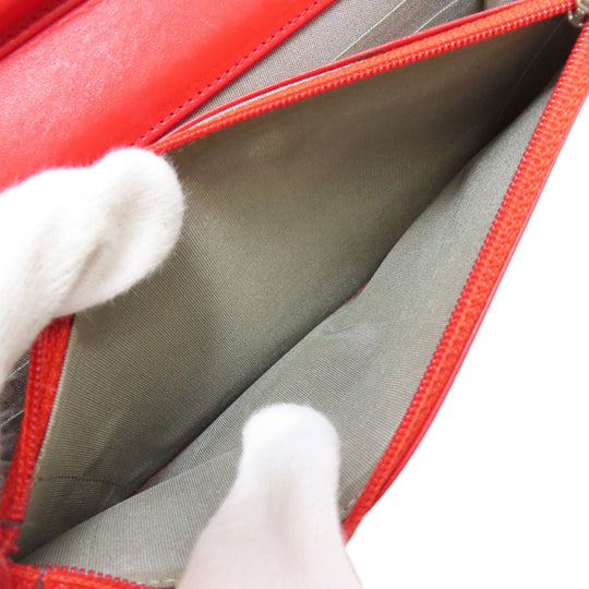 CHANEL Shoulder Bag Grained Calfskin Skin Red Chain wallet COCO Mark