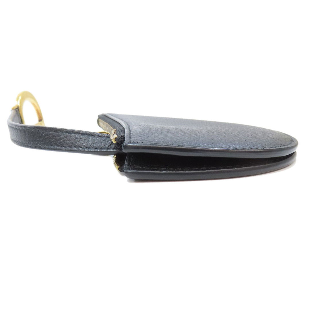 Christian Dior Coin case leather black saddle Women Used Authentic