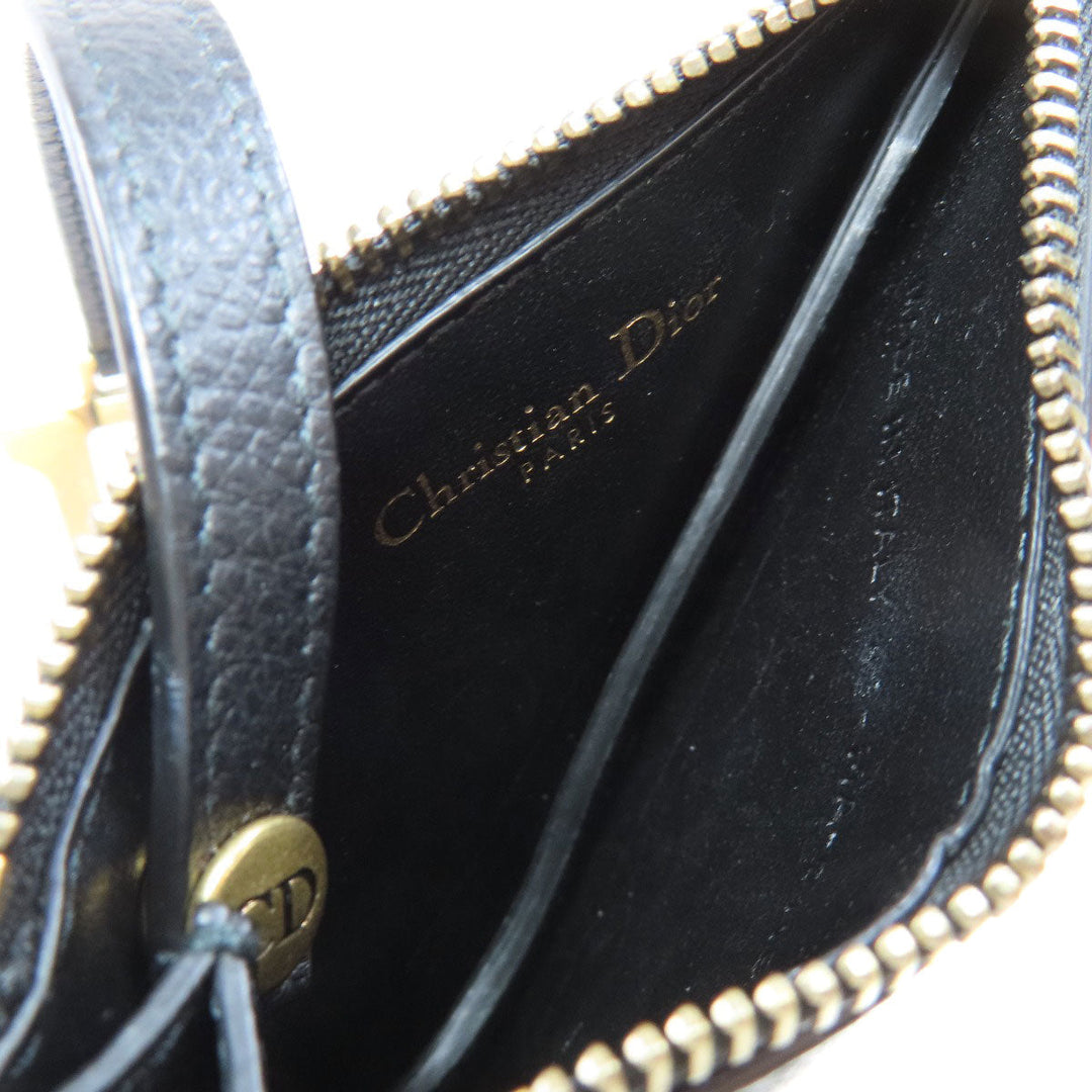 Christian Dior Coin case leather black saddle Women Used Authentic